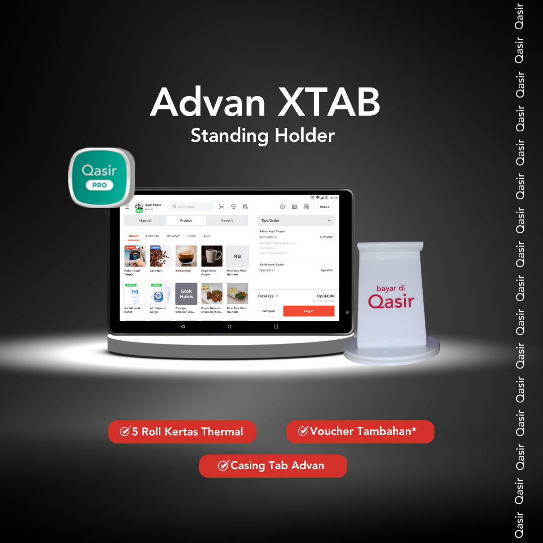 Perangkat Kasir Advan XTAB + Standing Holder + Qasir Pro