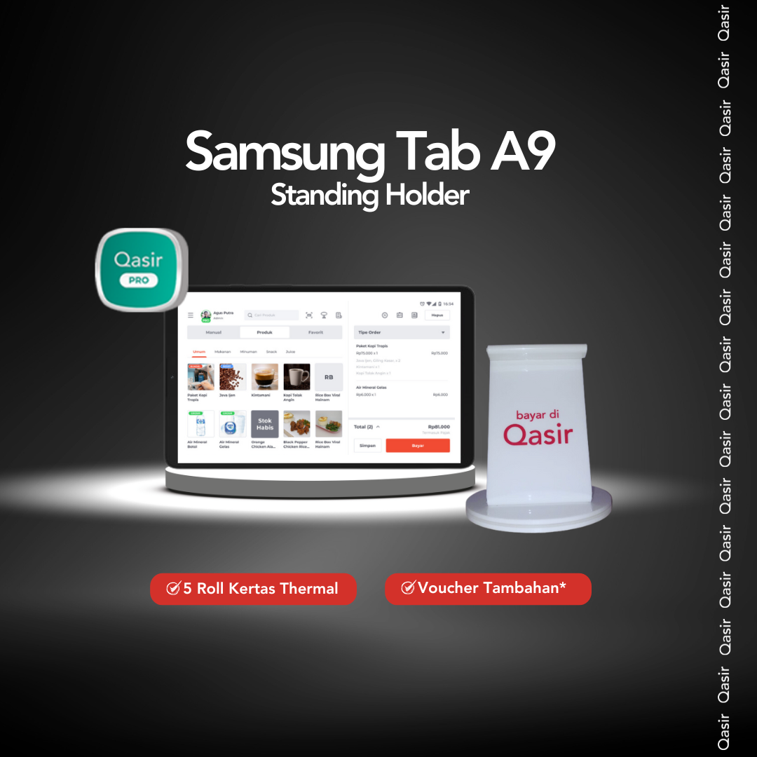 Perangkat Kasir Samsung Tab A9 + Standing Holder + Qasir Pro